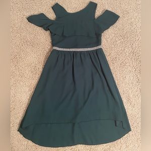 Girls green cold shoulder formal dress size 12